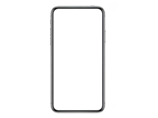 Modern smartphone with blank screen on white background