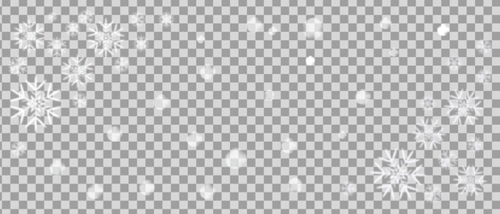 Snow snowfall snowflakes winter overlay transparent falling background ,vector 