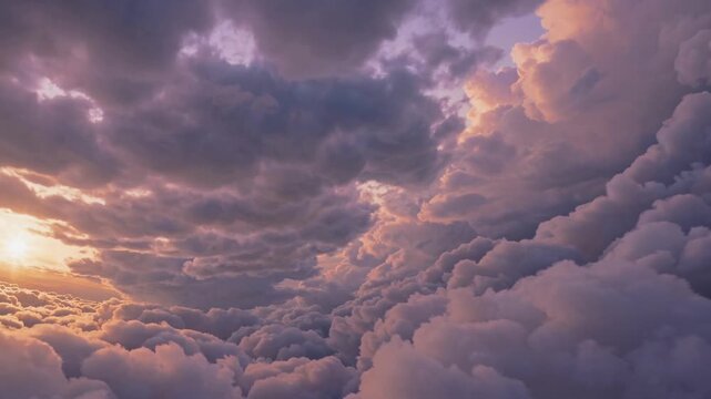 Celestial Symphony: The sky is awash with the ethereal hues of sunrise, where fluffy clouds transform into a spectacle of texture and light, creating a breathtaking canvas of serenity.