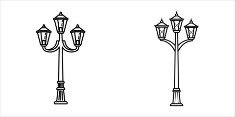 Vintage street lamp vector illustration in a classic detailed style
