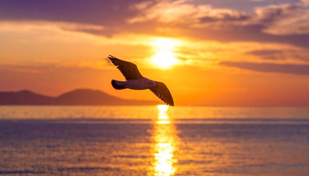 seagull on sunset
