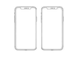 Two blank smartphone frames side by side on white background