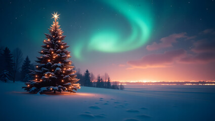 Christmas Tree Under Aurora Borealis 2.