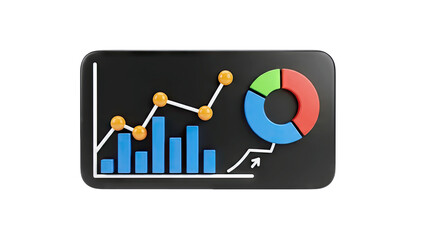 3D Business Charts and Graphs Showing Data Analysis