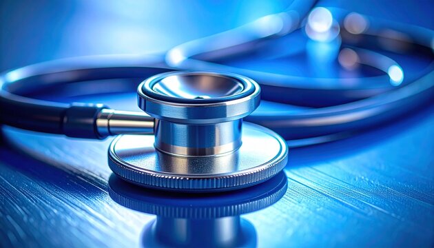 stethoscope on blue background