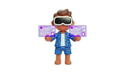 3D Cartoon Character Interacting with VR Interface