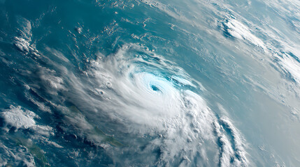 A satellite view of a hurricane approaching towards land 
