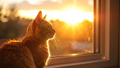 cat on the window with sunlight in the afternoon