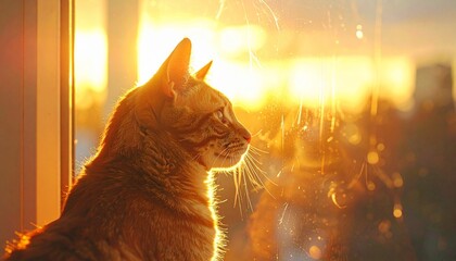 cat on the window with sunlight in the afternoon