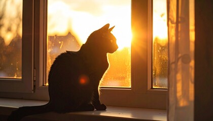 cat looking out window
