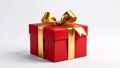 Obraz premium red gift box with golden ribbon