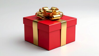 Obraz premium red gift box with golden ribbon