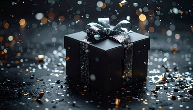 black gift box background
