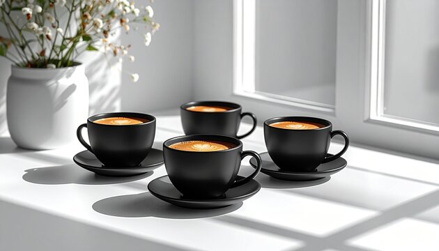 coffee on a minimalist white table