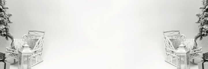 New Year's sleigh, gifts, big star, candle, Christmas tree. Christmas background with copy space. Banner. Demonstrating color of 2026 year, Cloud, Dancer