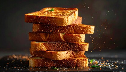 pile of toast on the table
