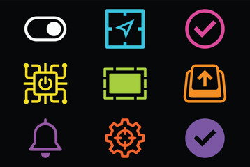 Colorful technology icons for business and web design