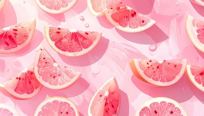 background of orange fruit slices in pink