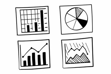 Flat Vector Chart Set with Bar, Pie, Line, and Donut Charts &mdash; Clean Minimal Data Visualization