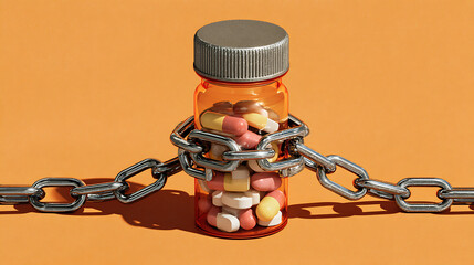  A tablet bottle with a lock around it, illustrating the challenge of limiting antibiotic usage (1)