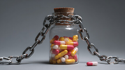  A tablet bottle with a lock around it, illustrating the challenge of limiting antibiotic usage (3)