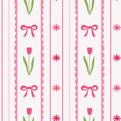 Seamless pattern for Valentine's Day, Women's Day and Spring