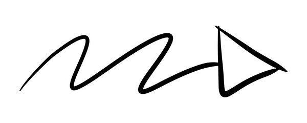 Hand Drawn Black Curved Arrow icon