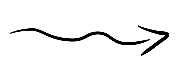 Hand Drawn Wavy Horizontal Arrow Icon.