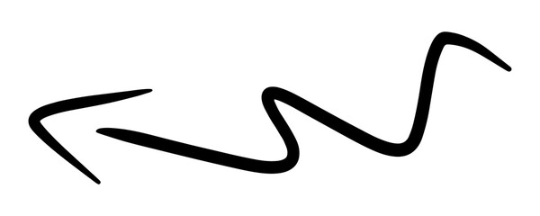 Hand Drawn Wavy Left Pointing Arrow Icon.