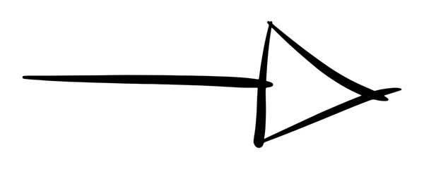 Hand Drawn Straight Horizontal Arrow with Large Triangular Head.