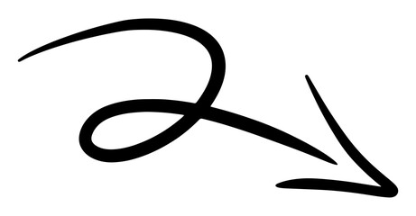 Hand Drawn Loopy Downward Arrow Icon.