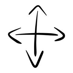 Hand Drawn Four Way Directional Arrow Icon