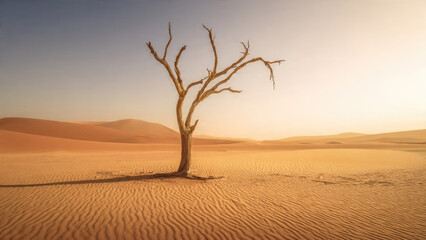Dead Tree in Desert Landscape
