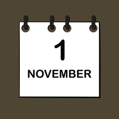 November 1. Daily Calendar icon for design. Simple design for business brochure, flyer, print media, advertisement. Easily editable.