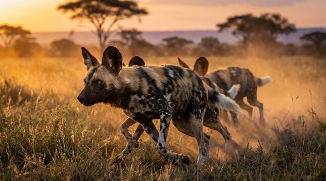 African Wild Dogs at First Light