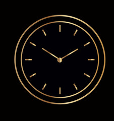 Elegant Black and Gold Luxury Analog Watch Face Vector Illustration