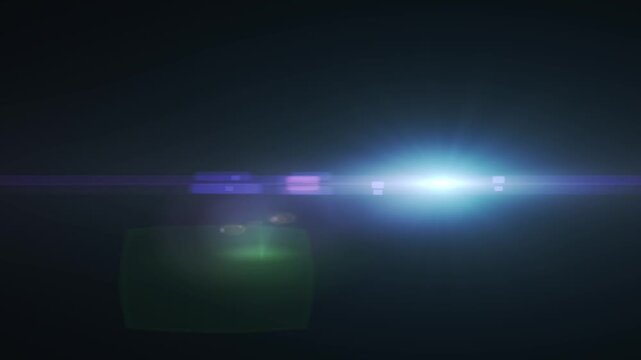 Dramatic lens flare sweeps across dark space, cinematic light streak transition, energetic glow illumination, powerful energy beam, abstract light effects, digital sparkle motion