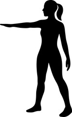 Silhouette of a woman extending her arm with a poised and elegant stance.