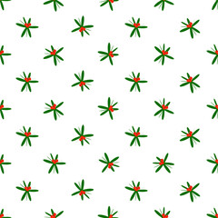 Festive Holly Berry Seamless Pattern on white background