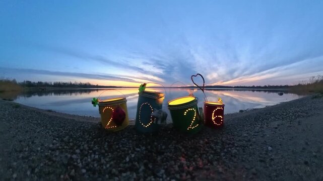 the new year 2026 starting at the beach