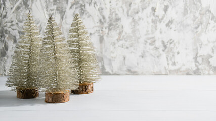 Decorative Christmas trees on a gray background