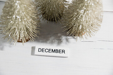 Decorative Christmas trees on a gray background. Concept of winter and winter holidays Christmas and New Year