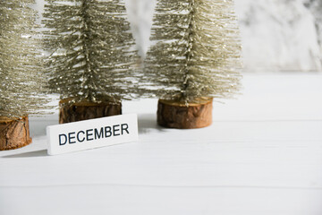 Decorative Christmas trees on a gray background. Concept of winter and winter holidays Christmas and New Year