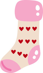 Valentines romantic heart love sock outfit vector cartoon illustration