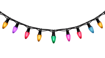 Vector illustration of retro style Christmas string light bulbs, isolated on white or transparent background