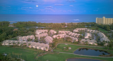 aerial view of Jupiter beach with moon