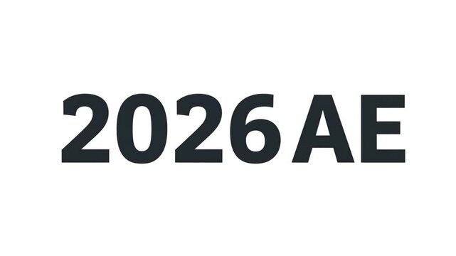 Futuristic Year Numbers 2026 AE Displayed with Glitch Effects and Blurry Background