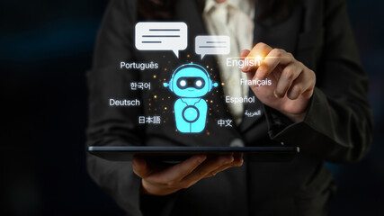 Global communication with multiple languages, digital translation tools, multilingual technology, cross-cultural communication, and virtual language learning environments. Spline