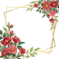 Fototapeta premium Set of Watercolor floral frame templates. Blue eucalyptus, greenery branches, leaves and abstract washes. Cut out hand drawn PNG illustration on transparent background. 