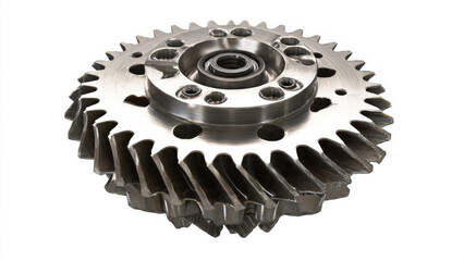 Close-up of Helical Gear on White Background